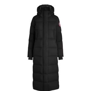 Canada Goose Black Puffer Jacket with Maxi Length and Hood